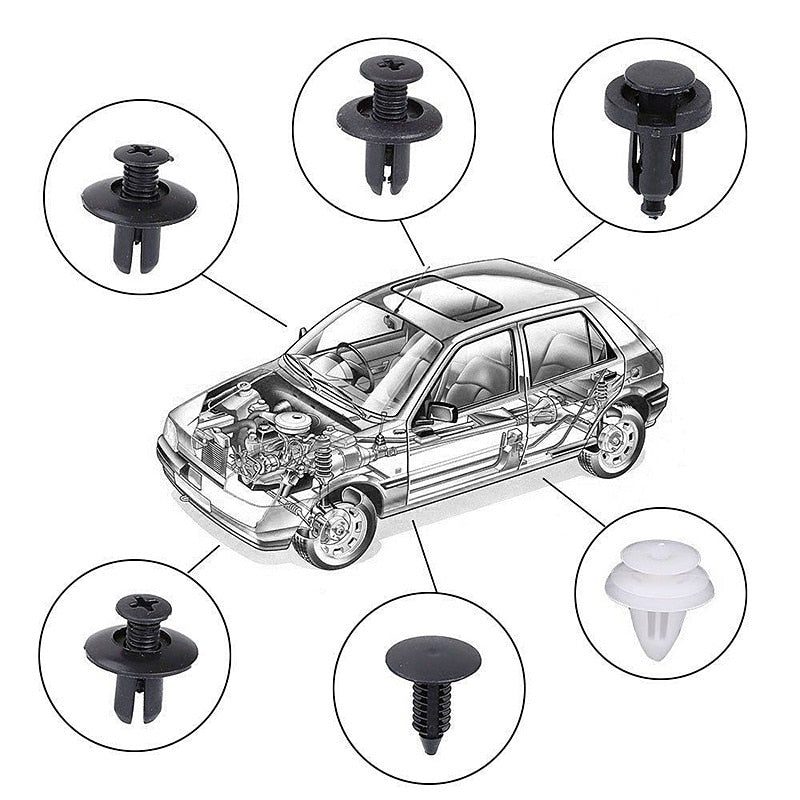 Car Clip Kit with 100 Fastener Pin Rivets for Bumpers