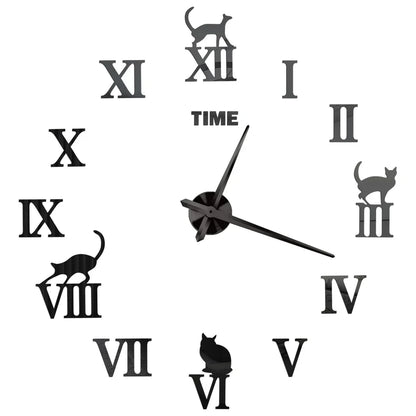 DIY 3D Mirrored Acrylic Wall Clock - Self-Adhesive Home Decor for Kitchen and Living Room