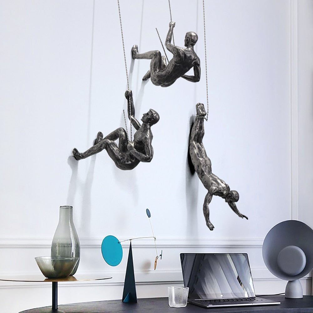 Climbing Figures Wall Decor – Inspirational Resin and Iron Art
