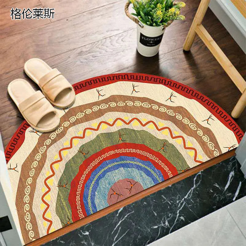 Non-Slip Semicircular Doormat in Bohemian Style