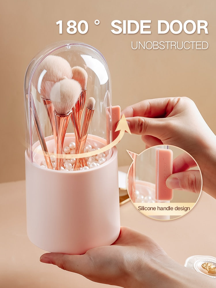 Chic Makeup Brush Organizer with Stylish Pearls