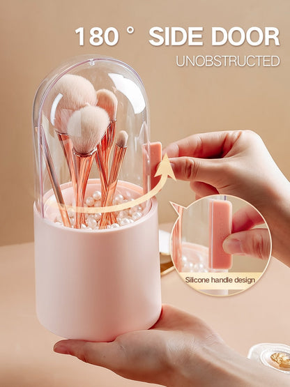 Chic Makeup Brush Organizer with Stylish Pearls
