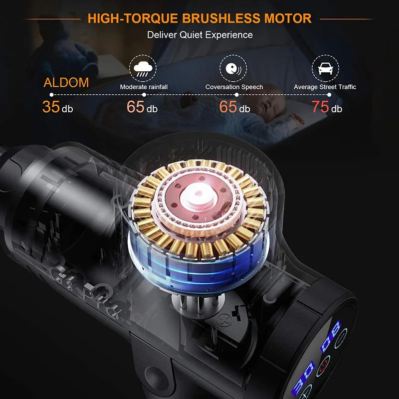 Massage Gun for Deep Tissue Relief | 30 Speed Settings, 6 Attachments, Silent Operation