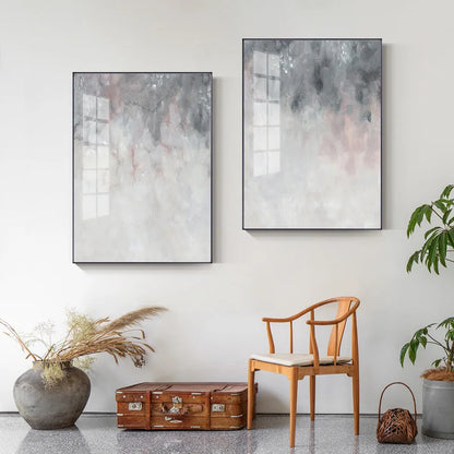 Elegant Pink and Gray Minimalist Canvas Art for Modern Spaces