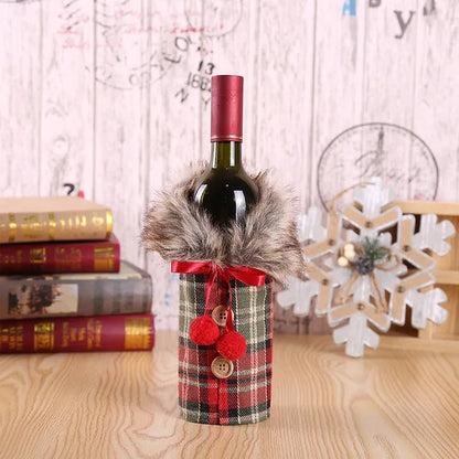 Wine Bottle Cover for Christmas Decoration 2025 | Fabric Sleeve for Wine and Champagne Bottles | Perfect Gift & Table Decor for Christmas & New Year 2026