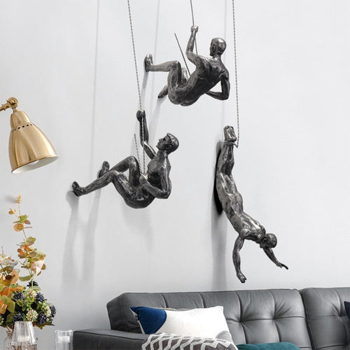 Climbing Figures Wall Decor – Inspirational Resin and Iron Art