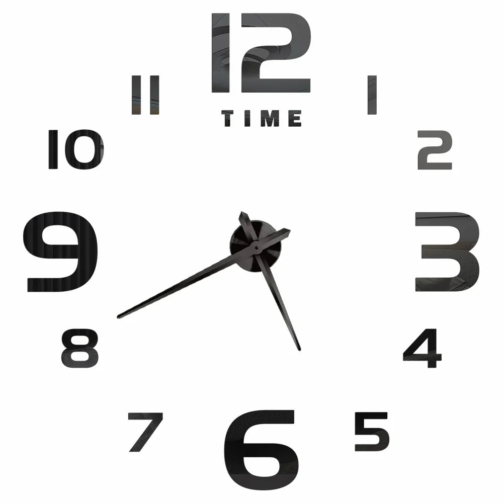 DIY 3D Mirrored Acrylic Wall Clock - Self-Adhesive Home Decor for Kitchen and Living Room