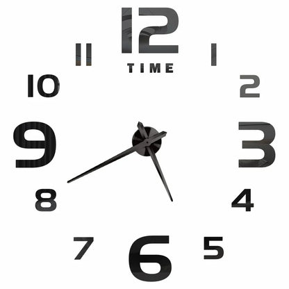 DIY 3D Mirrored Acrylic Wall Clock - Self-Adhesive Home Decor for Kitchen and Living Room