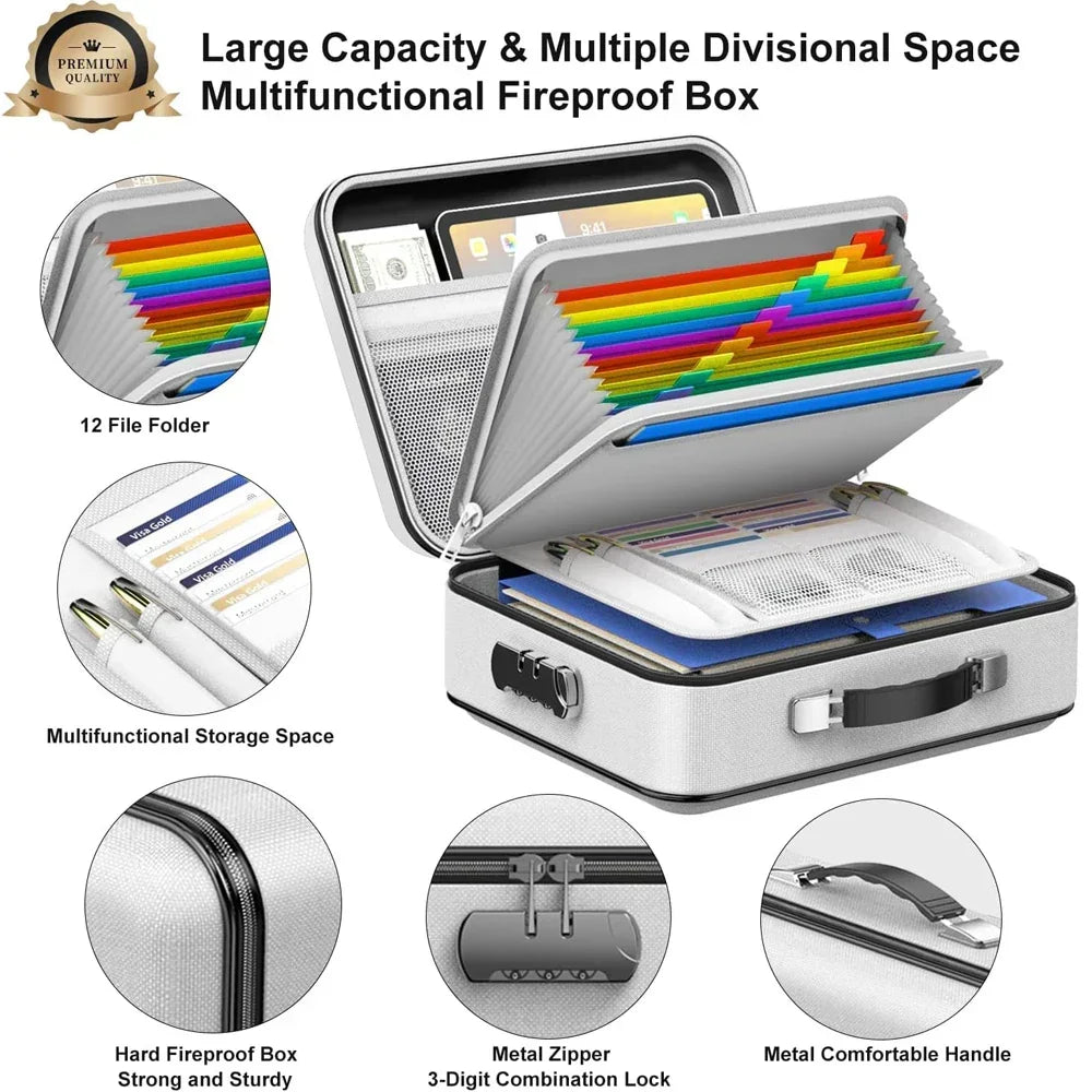 SecureShield A4 Document Protector – Dual-Layer Fire & Water Resistant Organizer