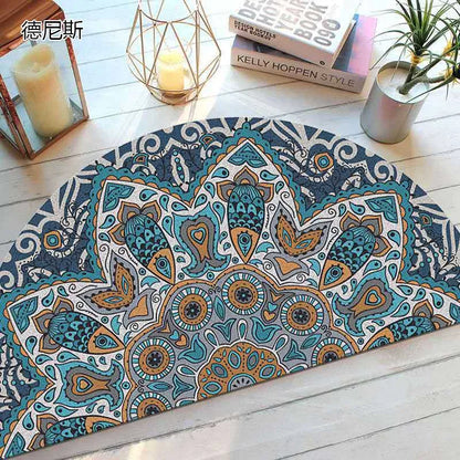 Non-Slip Semicircular Doormat in Bohemian Style