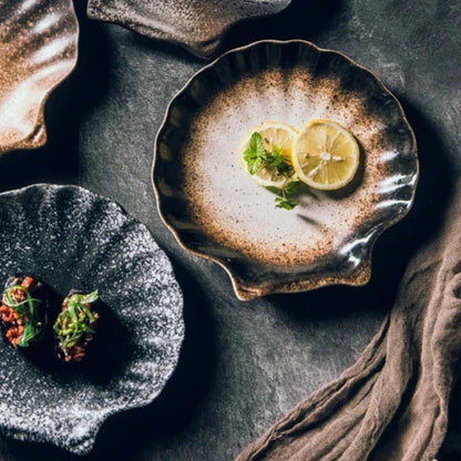 Tableware with Shell Pattern - Coastal Ceramic Dinner Plate
