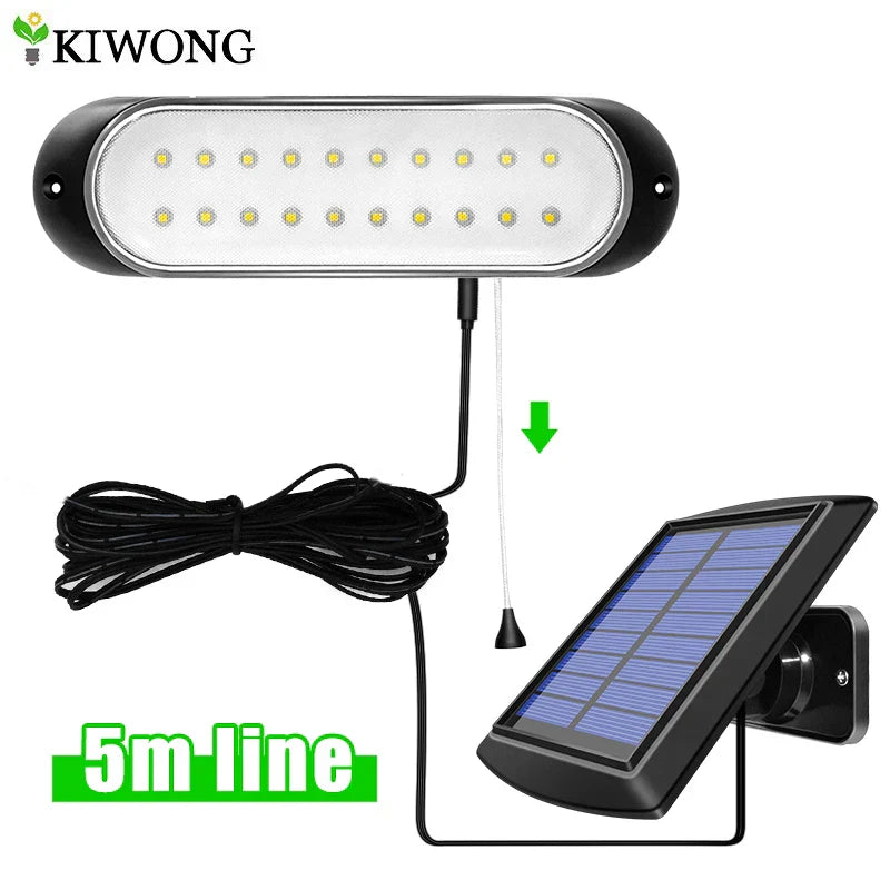 Solar Lamp with Pull Switch – 20 LEDs, Flexible & Waterproof for Garden & Outdoor
