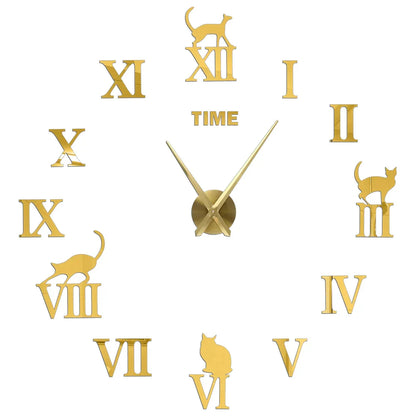 DIY 3D Mirrored Acrylic Wall Clock - Self-Adhesive Home Decor for Kitchen and Living Room