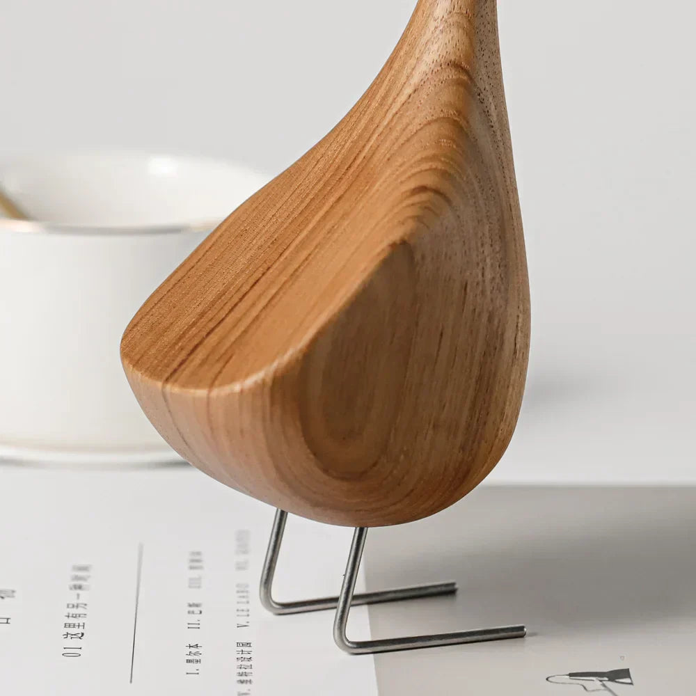 Abstract Teak Wood Goose Couple Sculpture – Nordic Animal Home Decor