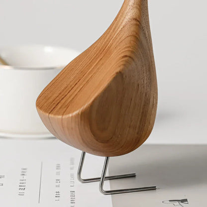 Abstract Teak Wood Goose Couple Sculpture – Nordic Animal Home Decor