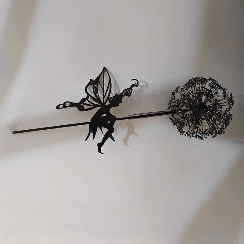 Outdoor Garden Sculpture of Fairies and Dandelions Dancing Together
