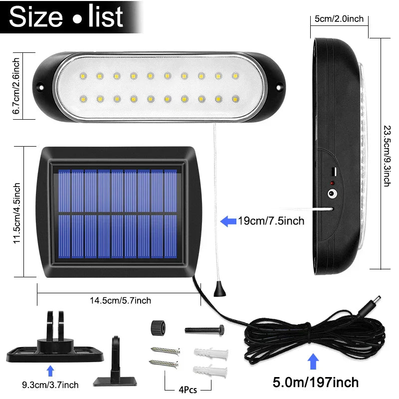 Solar Lamp with Pull Switch – 20 LEDs, Flexible & Waterproof for Garden & Outdoor