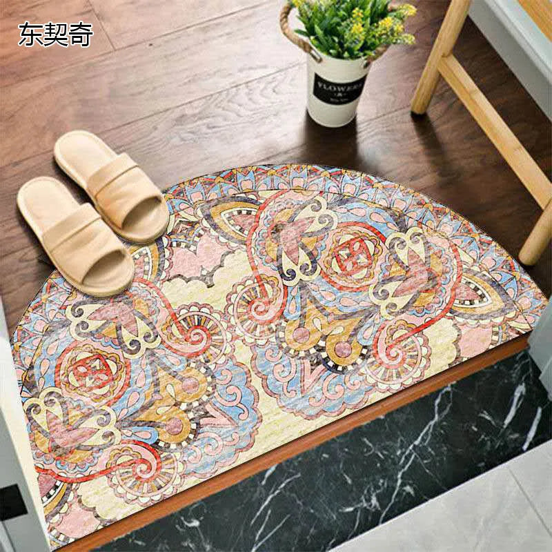 Non-Slip Semicircular Doormat in Bohemian Style