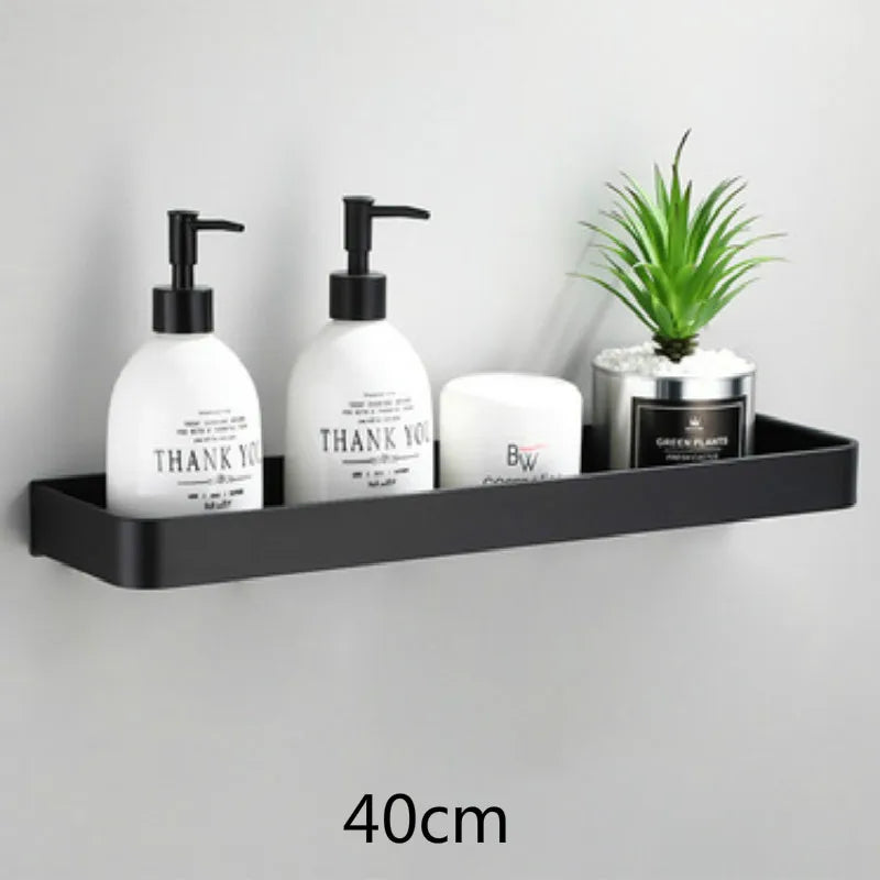 Corner Shelf in Black Aluminum – No-Drill Installation