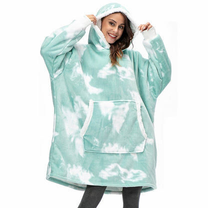 Soft Fleece and Wool Hooded Blanket for Home Comfort and Warmth
