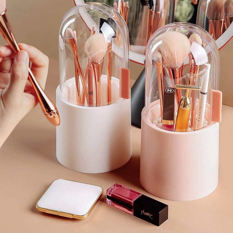 Chic Makeup Brush Organizer with Stylish Pearls