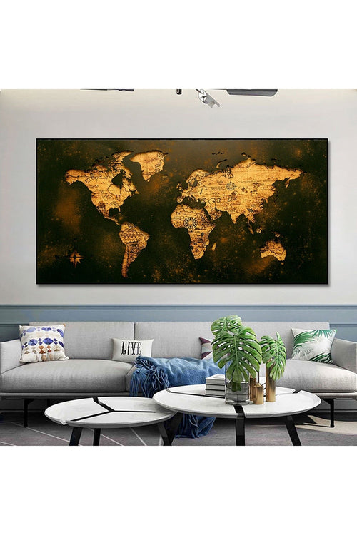 World Map Canvas Art for Home Decor