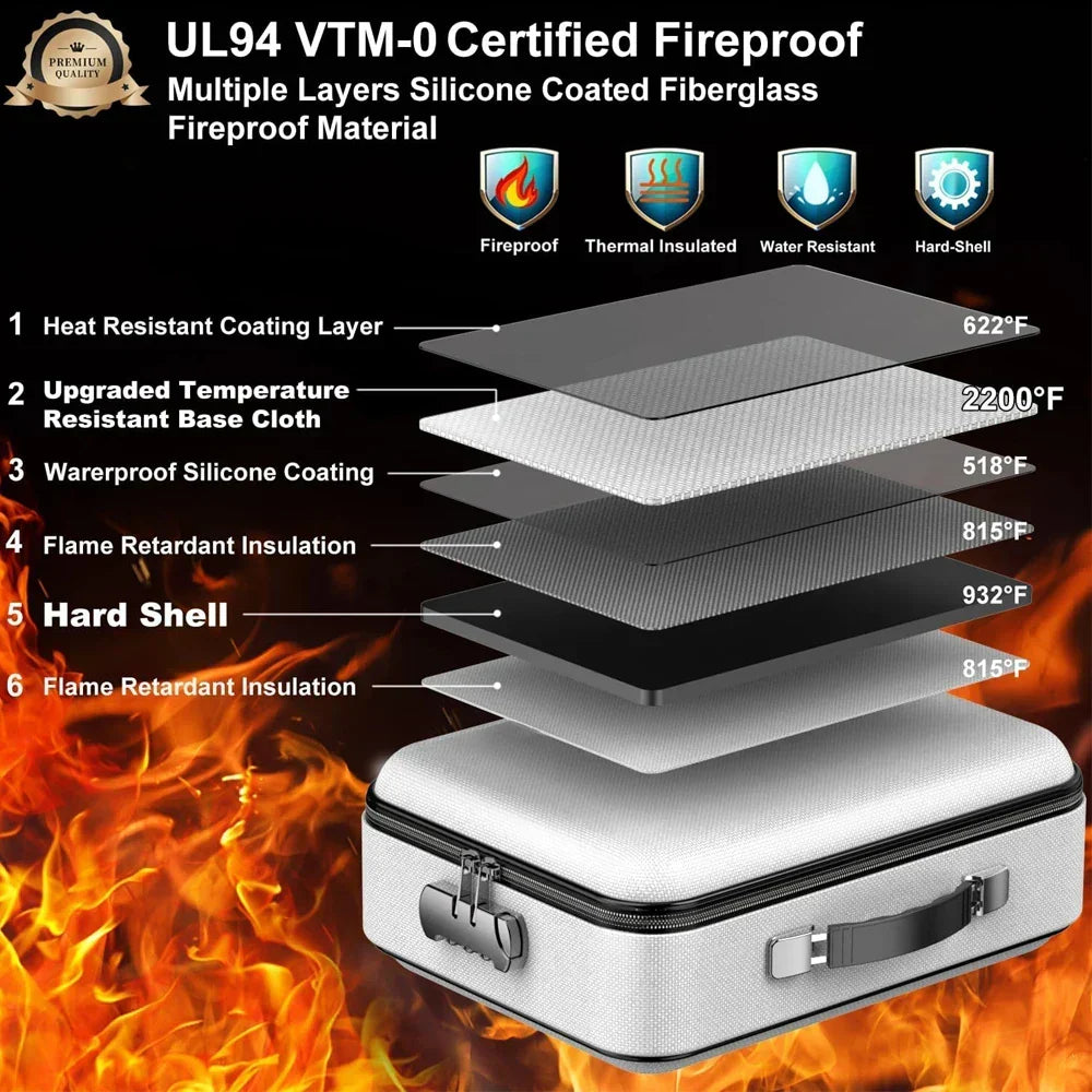 SecureShield A4 Document Protector – Dual-Layer Fire & Water Resistant Organizer