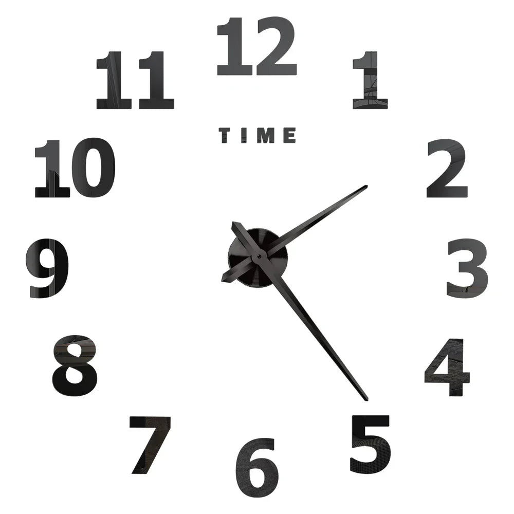 DIY 3D Mirrored Acrylic Wall Clock - Self-Adhesive Home Decor for Kitchen and Living Room