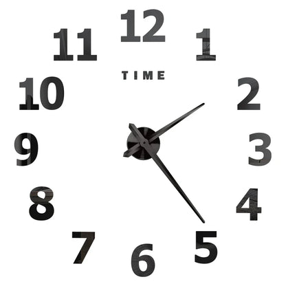 DIY 3D Mirrored Acrylic Wall Clock - Self-Adhesive Home Decor for Kitchen and Living Room