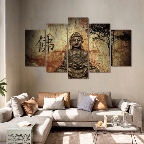 5-Piece Buddha Canvas Art Set - Timeless Home Décor