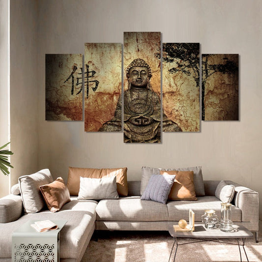 5-Piece Buddha Canvas Art Set - Timeless Home Décor