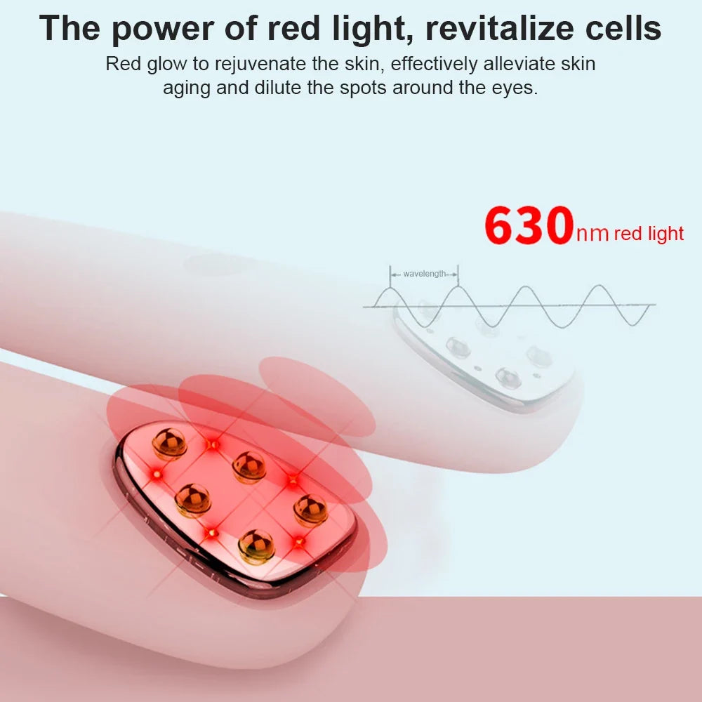 Eye Massager Pen with Red Light Therapy and Heat – 3 Modes, USB Rechargeable, 8,000 Vibrations/Min, 3-Minute Timer