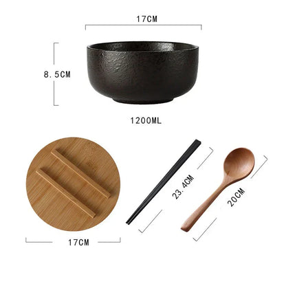 4-Piece Soup Bowl Set in Red Ceramic for Dining