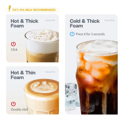 Milk Frother and Steamer for Lattes, Cappuccinos, and Macchiatos