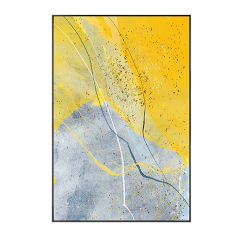Elegant Blue and Yellow Marble Canvas Artwork for Modern Spaces