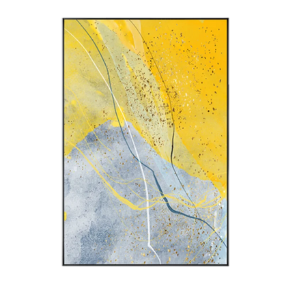 Elegant Blue and Yellow Marble Canvas Artwork for Modern Spaces