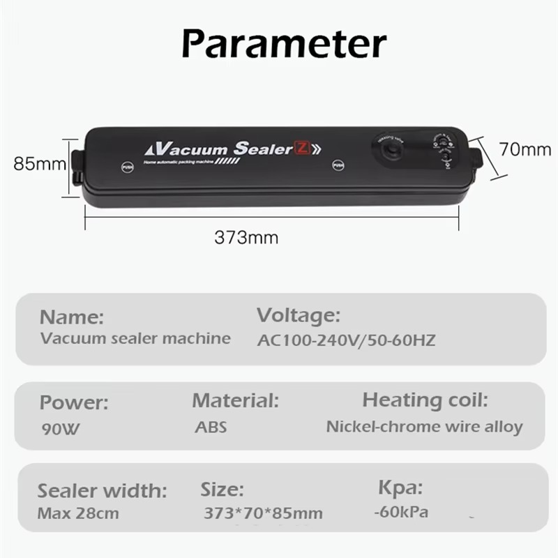 SmartSeal Vacuum Sealer | 90W, 60 kPa & Compact Design | Keep Food Fresh Longer, Prevent Freezer Burn