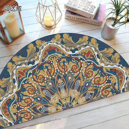 Non-Slip Semicircular Doormat in Bohemian Style