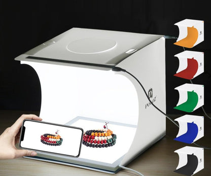 Compact Photo Studio Set with LED Lights and 6 Backdrops