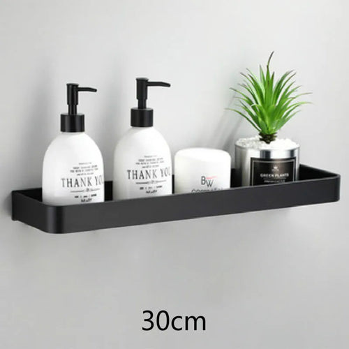 Corner Shelf in Black Aluminum – No-Drill Installation