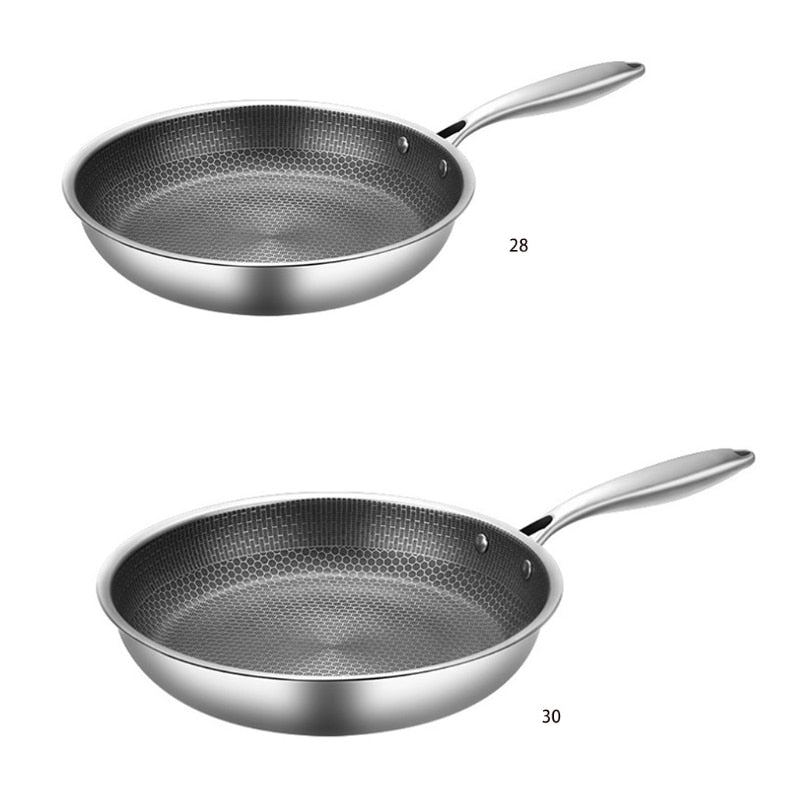 Stainless Steel Non-Stick Frying Pan with Honeycomb Design and Ergonomic Handle