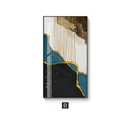 Elegant Vertical Canvas Art Featuring Striking Gold Design