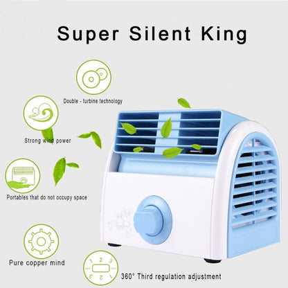 Mini Desktop Fan with No Blade – 30W Silent Turbine for Home & Office, 3 Speed Settings, AC 220V (Blue)