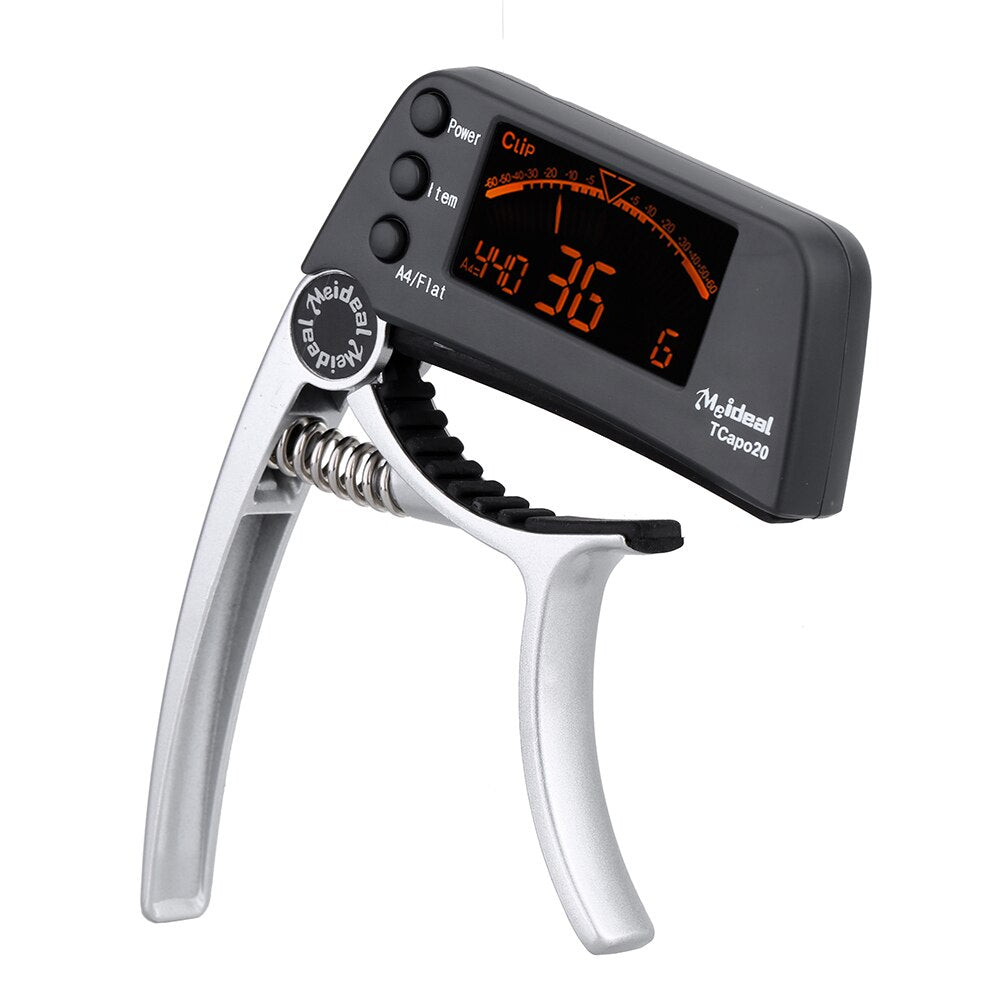 2-in-1 Guitar Capo and Tuner with LCD Display - TuneGrip