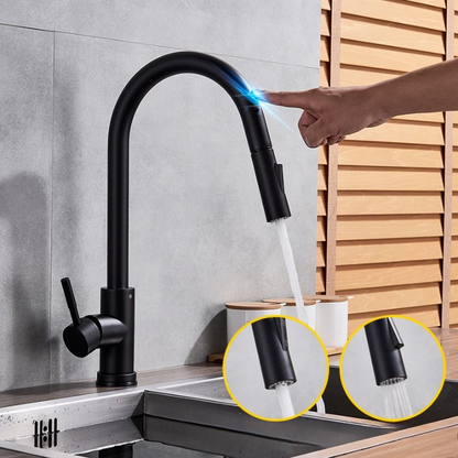 Touch Sensor Kitchen Faucet with Pull-Out Spray Head – Brushed Nickel
