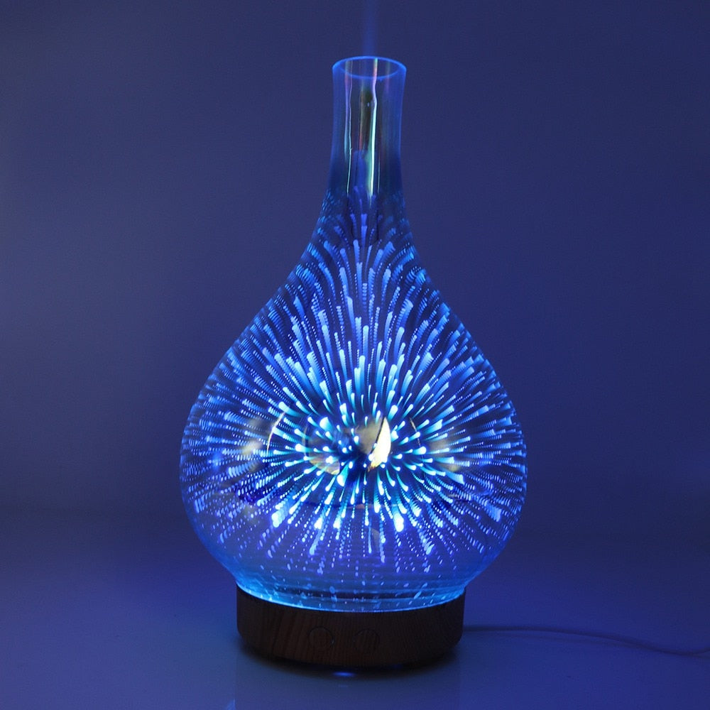 3D Glass Essential Oil Diffuser with LED Lights - AromaBurst Model