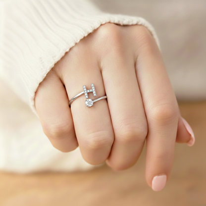 Adjustable Initial Ring Classic with Gift Box and Message Card
