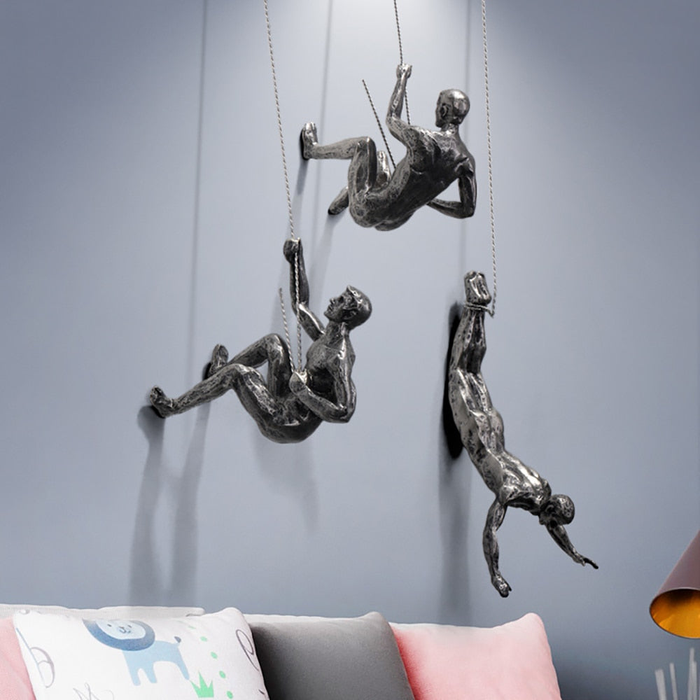 Climbing Figures Wall Decor – Inspirational Resin and Iron Art