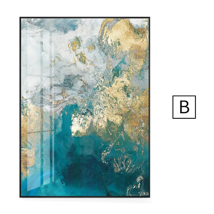 Luxe Aqua Marble Canvas Art for Elegant Home Decor