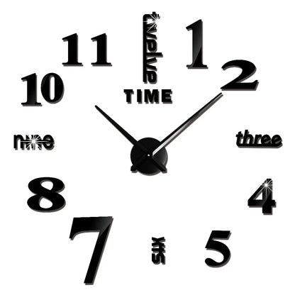 DIY 3D Mirrored Acrylic Wall Clock - Self-Adhesive Home Decor for Kitchen and Living Room